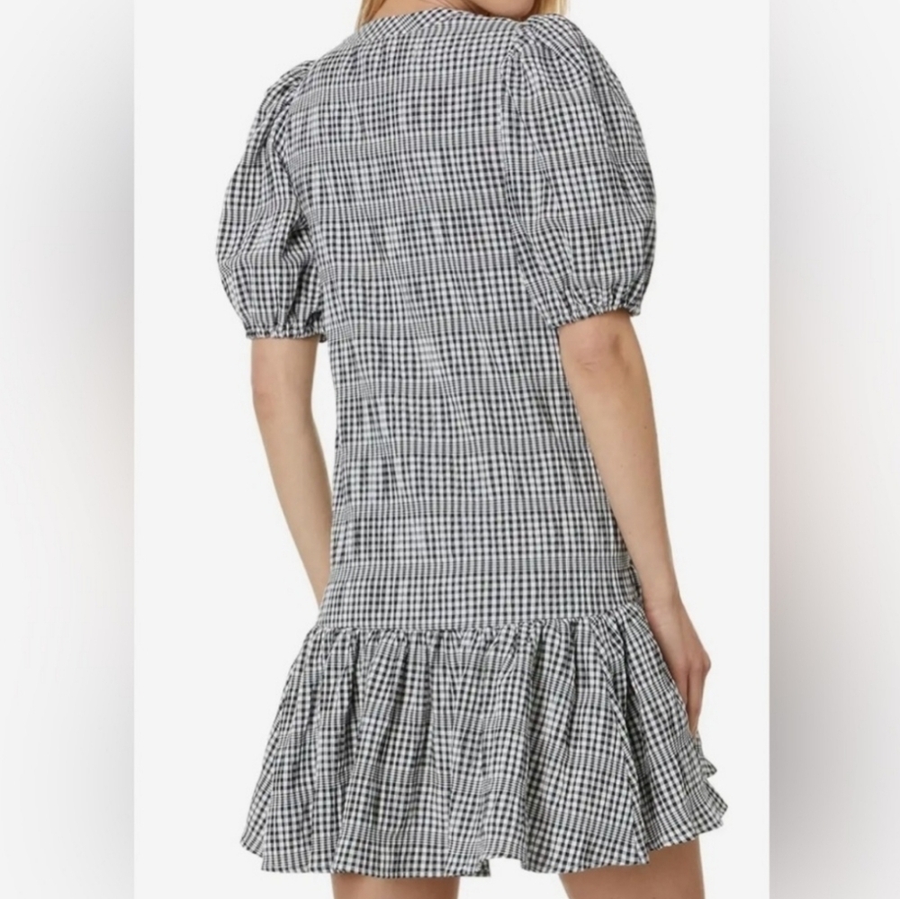 Calvin Klein Gingham Print Gauze Dress with‎ Puff sleeves NEW Size 2 - Picture 4 of 16